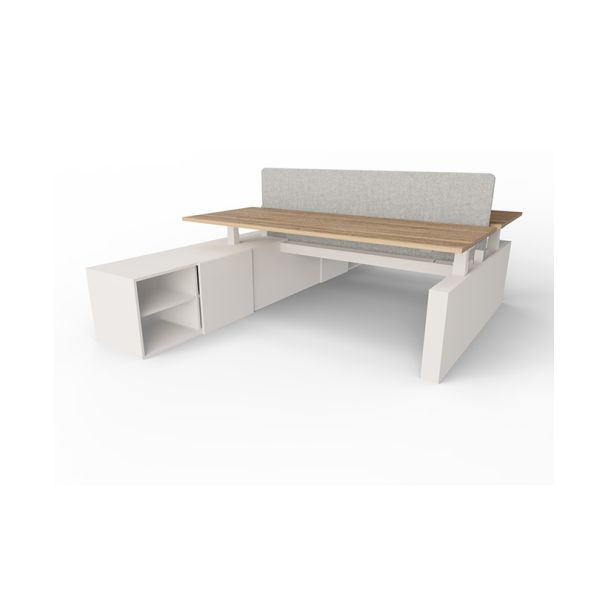 Flex zit/sta duodesk met aanbouwkast (elektrisch verstelbaar)